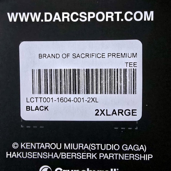 Wolves x Berserk Brand Of Sacrific Premium Tee Shirt Mens 2XL Black Short Sleeve - Picture 5 of 5